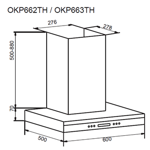 Hansa, 660 m³/h, width 60 cm, inox - Cooker Hood