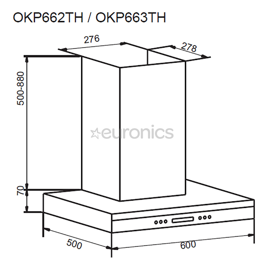 Hansa, 660 m³/h, width 60 cm, inox - Cooker Hood