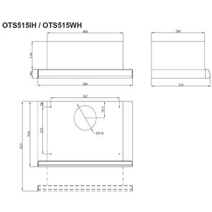 Hansa, 275 m³/h, inox - Built-in cooker hood