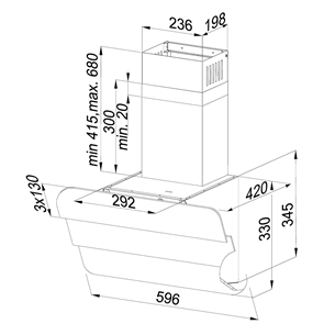 Beko, 525 m³/h, width 60 cm, white - Cooker Hood