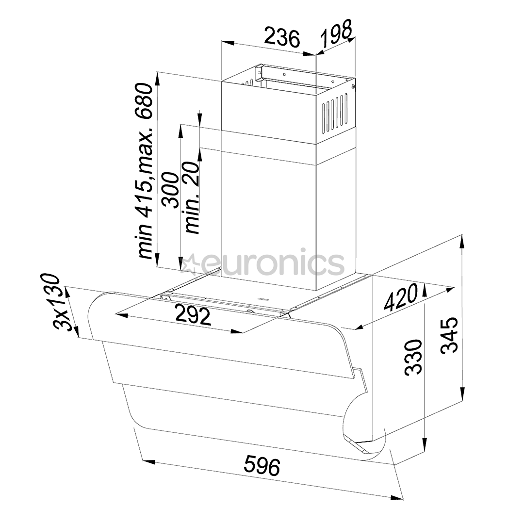 Beko, 525 m³/h, width 60 cm, white - Cooker Hood