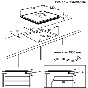 AEG, laius 59 cm, raamita, must - Integreeritav keraamiline pliidiplaat