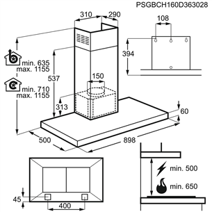 AEG, 779 m³/h, width 90 cm, inox - Cooker Hood