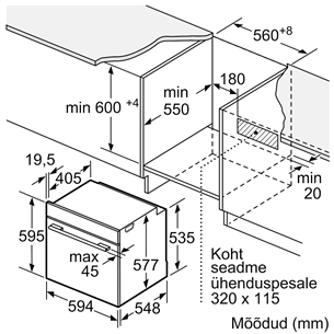 Bosch seeria 8, pürolüütiline puhastus, 71 L, valge - Integreeritav ahi