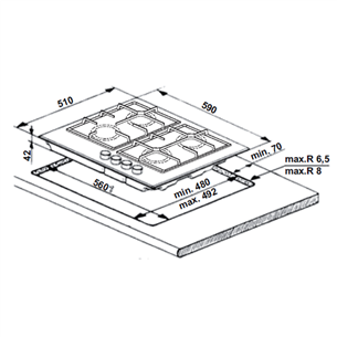 Built in gas oven hob Whirlpool