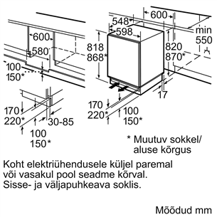 Интегрируемый холодильник Bosch (82 см)