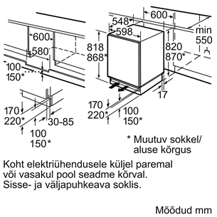 Built-in refrigerator Bosch (82 cm)