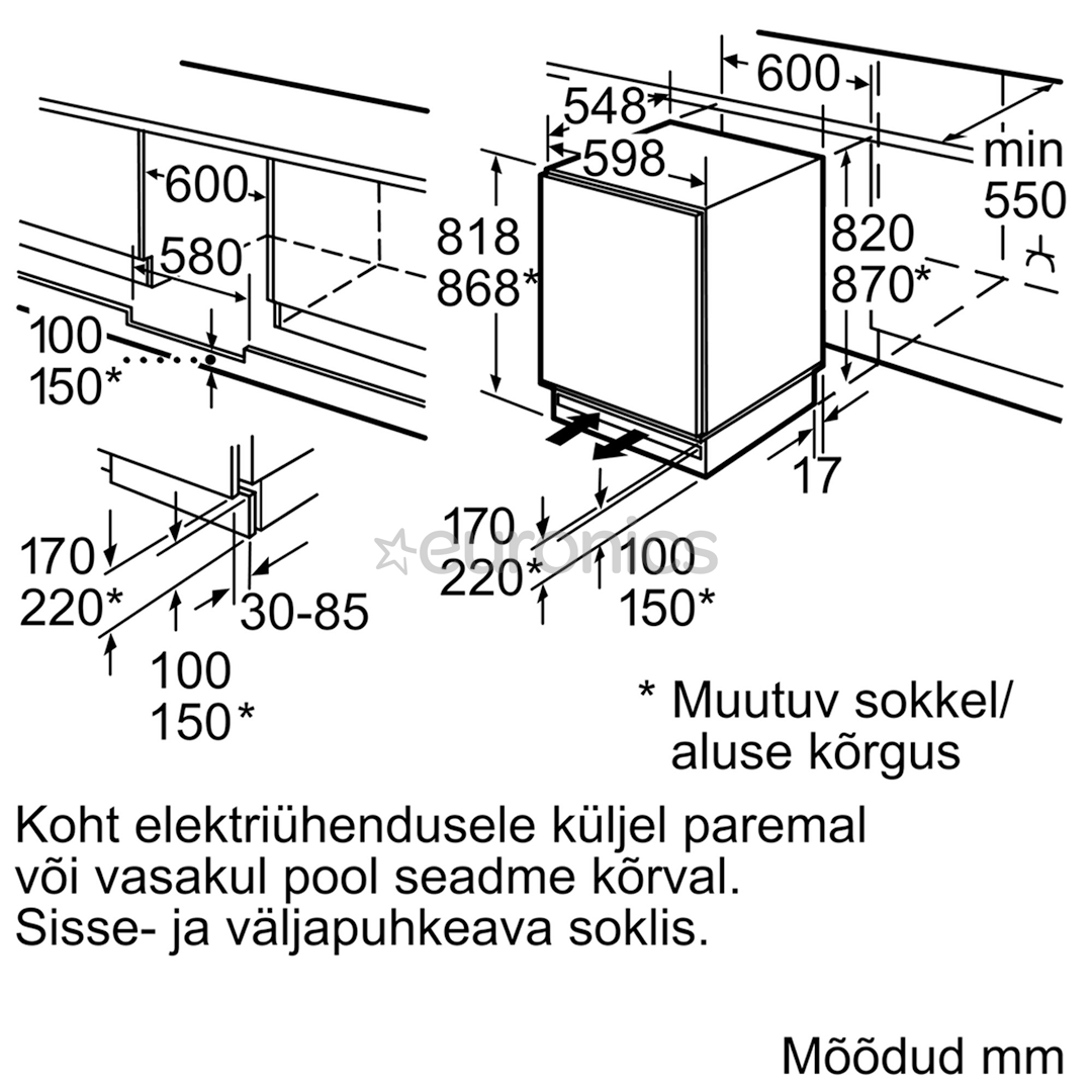 Integreeritav külmik Bosch (82 cm)