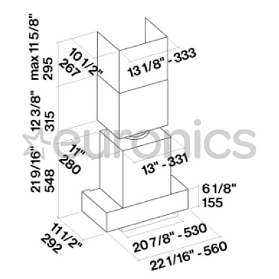 Falmec, 440 м³/ч, ширина 53 см, нерж. сталь - Интегрируемая вытяжка