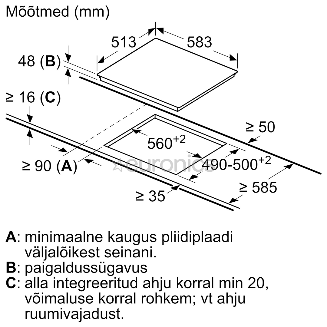 Integreeritav keraamiline pliidiplaat Bosch
