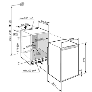 Liebherr, 103 L, height 88 cm - Built-in Freezer