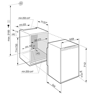 Liebherr, 73 L, kõrgus 72 cm - Integreeritav sügavkülmik