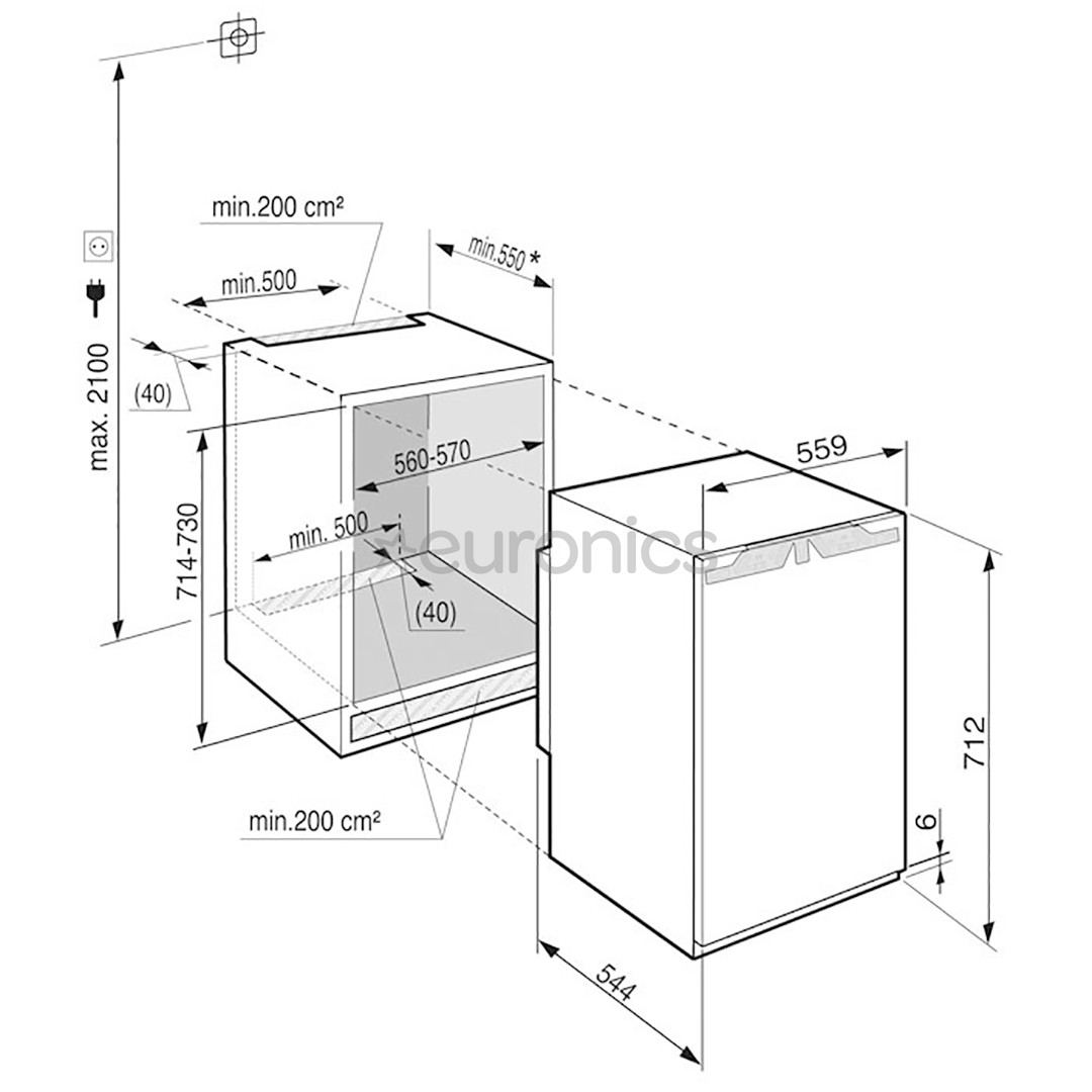 Liebherr, 73 L, kõrgus 72 cm - Integreeritav sügavkülmik