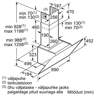 Bosch, 730 m³/h, laius 90 cm, valge - Õhupuhasti