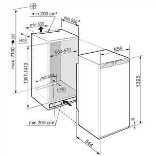 Integreeritav jahekapp Liebherr (140 cm)