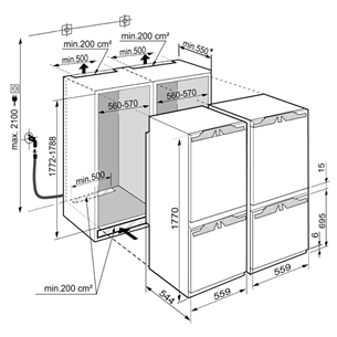 Integreeritav SBS komplekt Liebherr (178 cm)