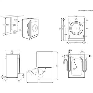 AEG, 8 kg, sügavus 54 cm, 1400 p/min - Integreeritav pesumasin