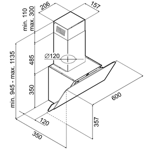 Cooker hood, Hansa (374 m³/h)