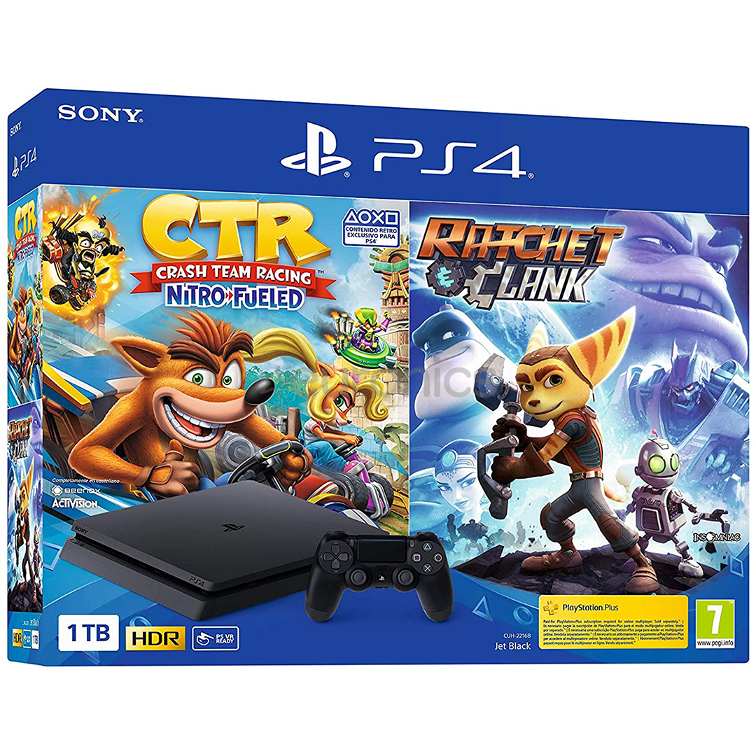Игровая приставка Sony PlayStation 4 Slim (1 ТБ) + Crash Team Racing + Ratchet & Clank
