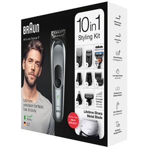 Braun, 10-in-one, grey/black - Multi grooming kit