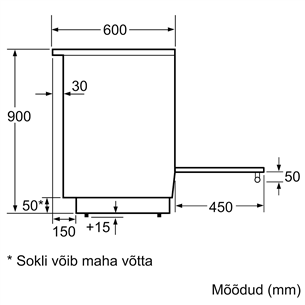 Bosch, 63 L, roostevaba teras - Eraldiseisev induktsioonpliit