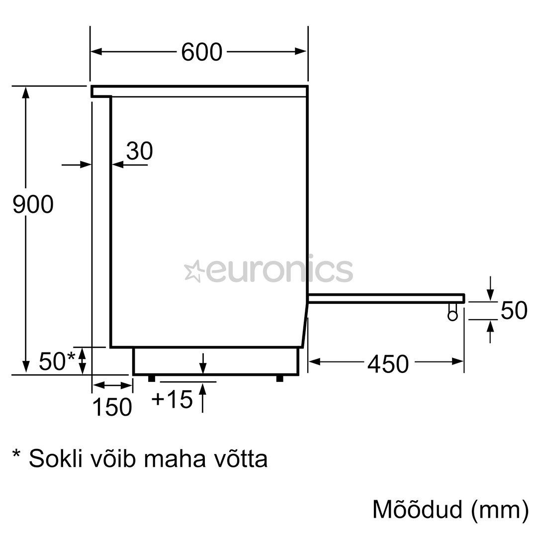 Bosch, 63 L, roostevaba teras - Eraldiseisev induktsioonpliit