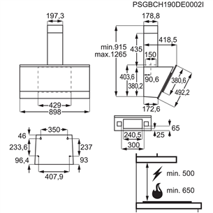 AEG, 700 м³/ч, ширина 89,8 см, черный/нерж. сталь - Вытяжка