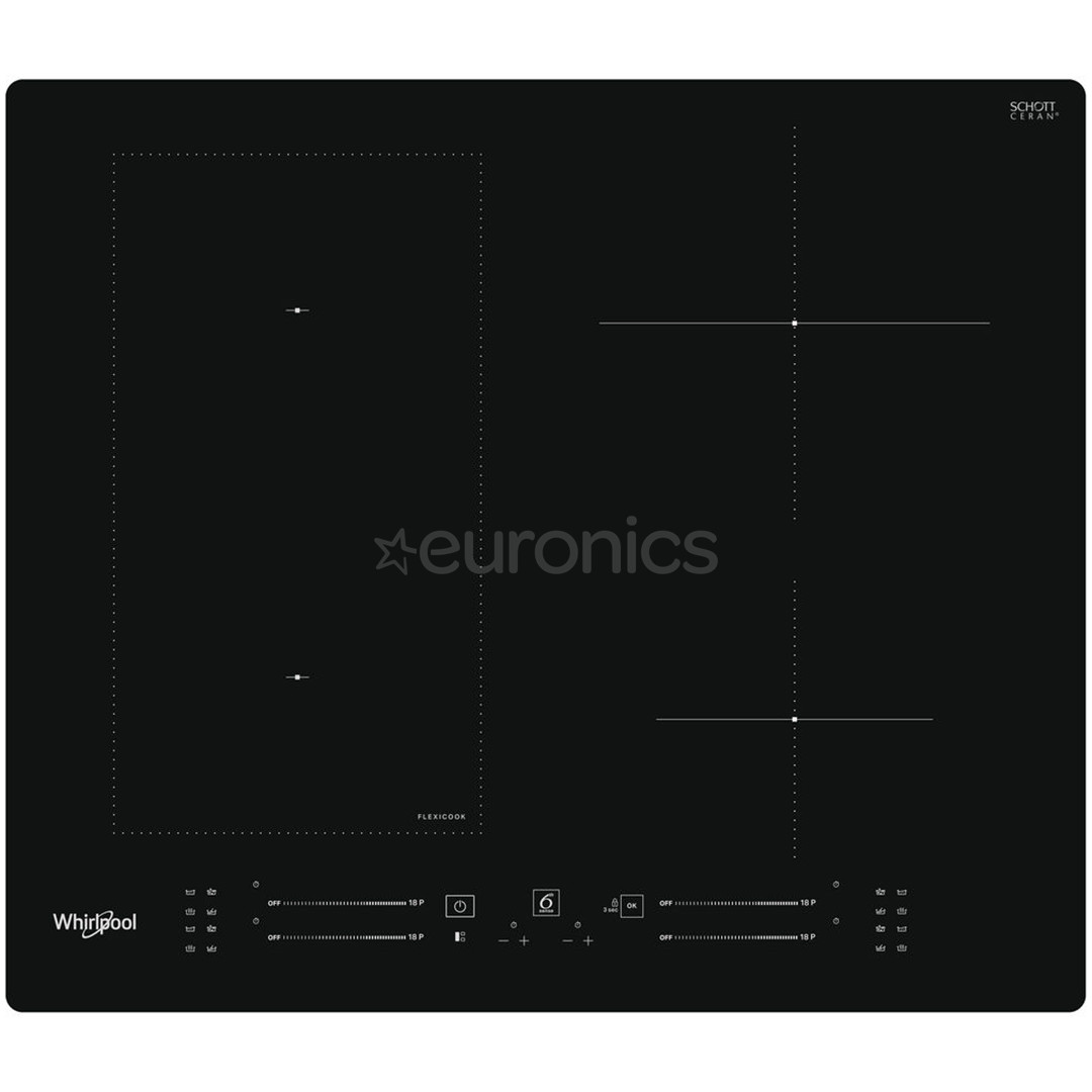 Whirlpool, ширина 59 см, без рамы, черный - Интегрируемая индукционная варочная панель