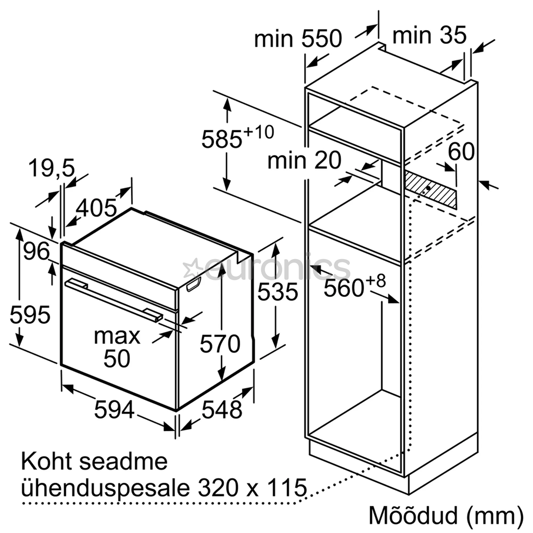 Bosch seeria 2, 71 L, must - Integreeritav ahi