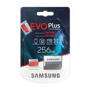 Micro SDXC mälukaart + adapter Samsung EVO Plus (256 GB)