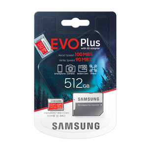 Micro SDXC mälukaart + adapter Samsung EVO Plus (512 GB)
