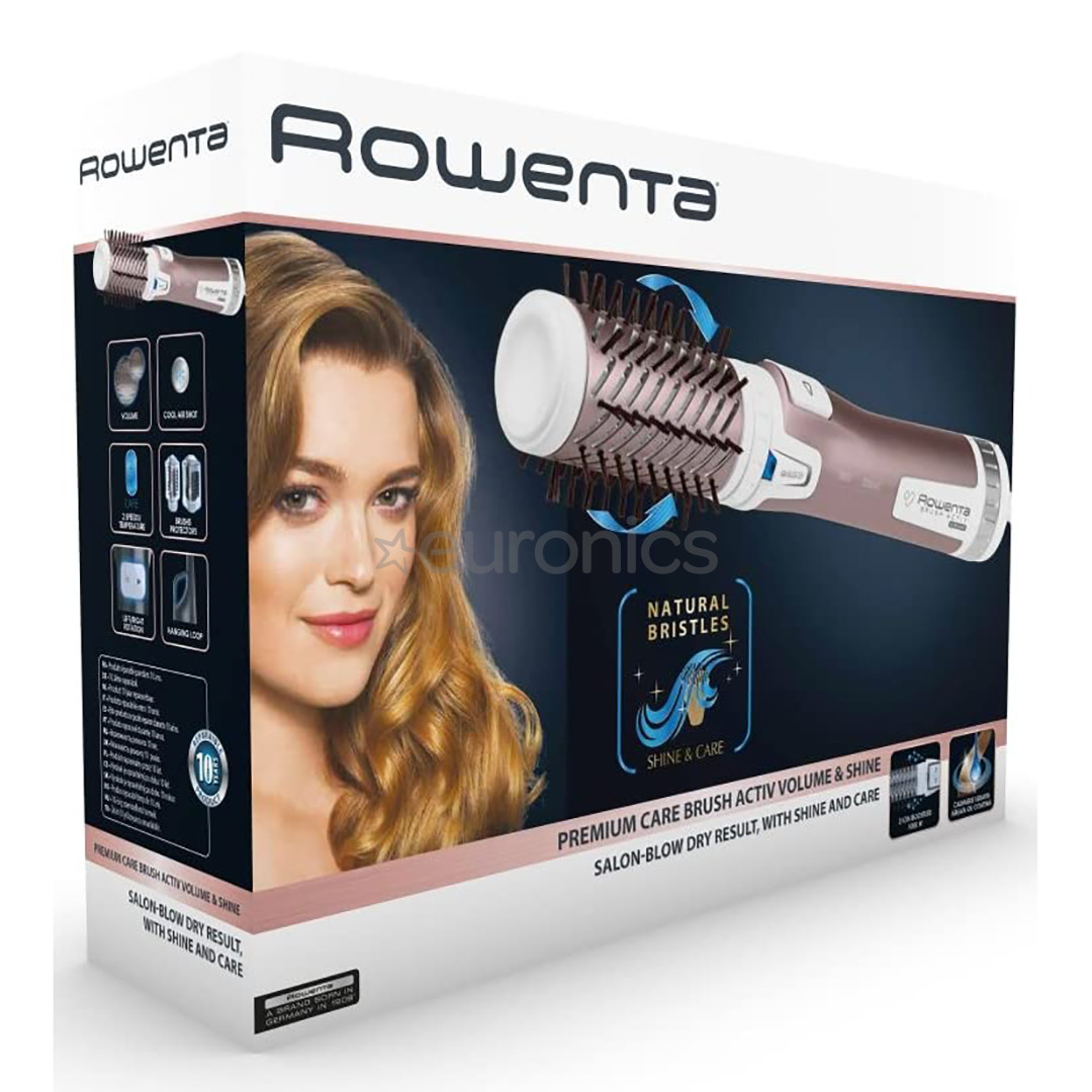 Rowenta Brush Activ Premium Care, 1000 Вт, белый/розовое золото - Фен-щетка