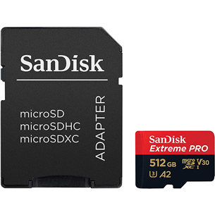 MicroSDXC memory card Extreme PRO, SanDisk (512 GB) SDSQXCZ-512G-GN6MA