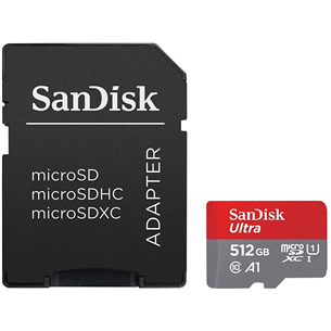 MicroSDXC mälukaart SanDisk Ultra + adapter (512 GB)