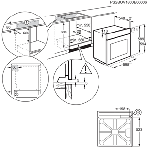 Electrolux SurroundCook 600, VelvetClosing, 72 L, roostevaba teras - Integreeritav ahi