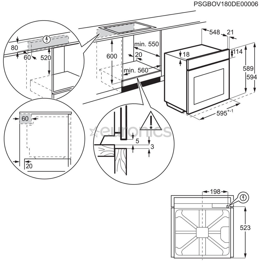 Electrolux SurroundCook 600, VelvetClosing, 72 L, roostevaba teras - Integreeritav ahi