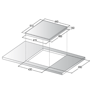 Fabita, laius 45 cm, raamita, valge - Integreeritav induktsioonpliidiplaat