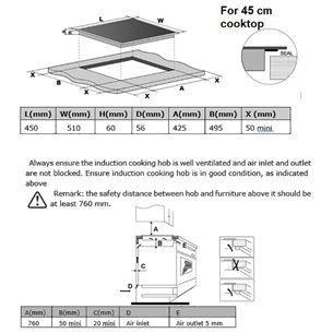 Schlosser, laius 45 cm, raamita, must - Integreeritav induktsioonpliidiplaat