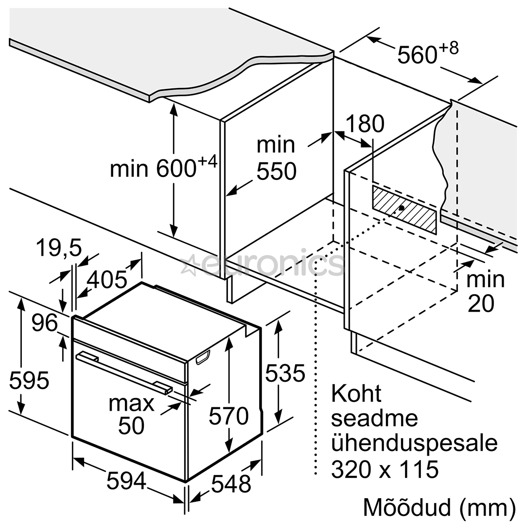 Integreeritav ahi Bosch (pürolüütilise puhastusega)