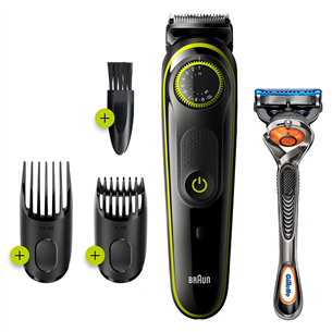 Braun + Gillette Fusion razor, black/green - Beard trimmer