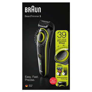 Braun + бритва Gillette Fusion, черный/зеленый - Триммер для бороды