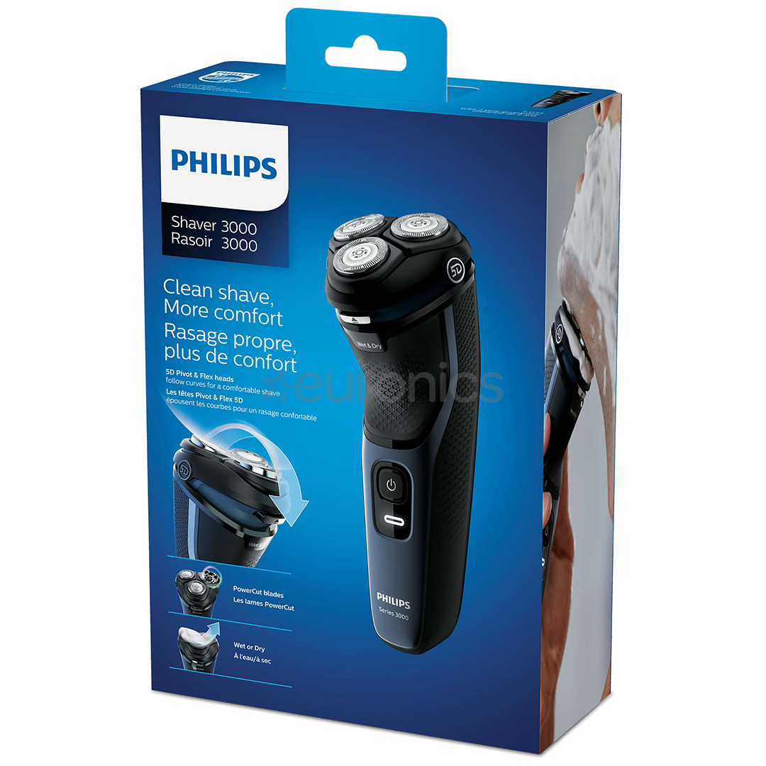 Philips 3000 Wet & Dry, черный/синий - Бритва