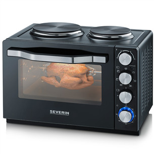 Severin, 30 л, 2500 Вт, черный - Мини-духовка с двумя конфорками