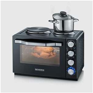 Severin, 30 L, 2500 W, black - Mini Oven with 2 Cooking Plates