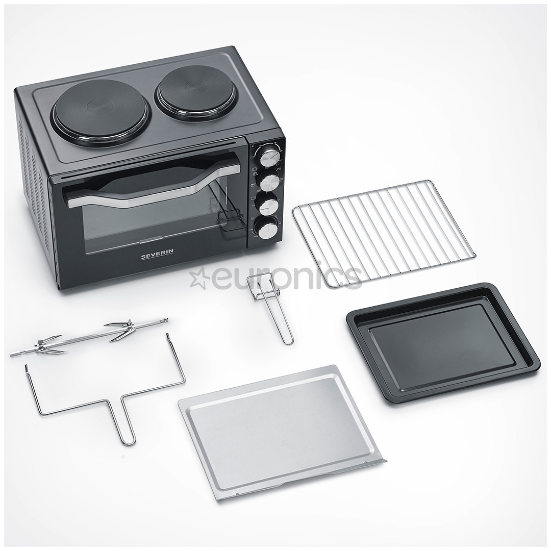 Severin, 30 л, 2500 Вт, черный - Мини-духовка с двумя конфорками