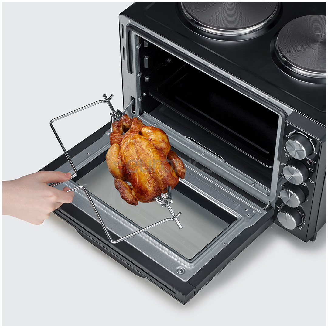 Severin, 30 л, 2500 Вт, черный - Мини-духовка с двумя конфорками