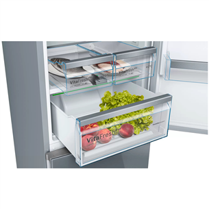 Bosch, NoFrost, height 203 cm, 438 L, inox - Refrigerator