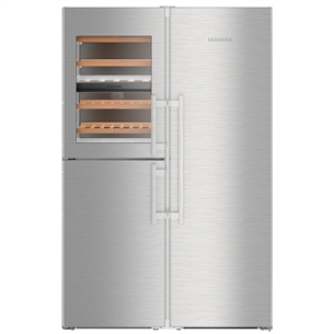 Liebherr, 371 л + 289 л, высота 185 см, нерж. сталь - SBS Холодильный шкаф, морозильник и винный шкаф