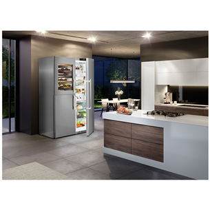 Liebherr, 371 L + 289 L, height 185 cm, inox - SBS Cooler, freezer and wine cooler