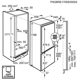 AEG, 261 L, height 177 cm - Built-in Refrigerator